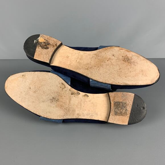 DEAR FRANCES Size 8 Blue Navy Suede Mixed Materials Slide Flats - Picture 8 of 8